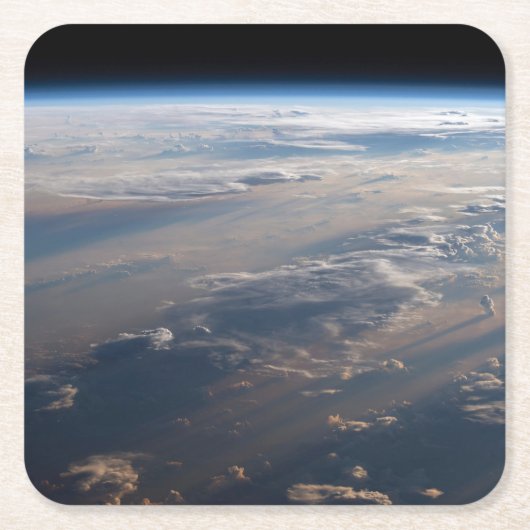 日の出がフィリピン海に長い影を落とす スクエアペーパーコースター (正面)