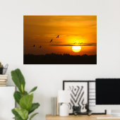 日の出でクレーン ポスター (ホームオフィス)