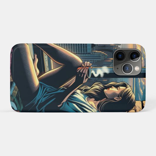 日の出でコーヒーを飲む女性|過去記事 Case-Mate iPhoneケース (裏面(横))