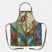 日の出でステンドグラス赤いチーフポピー エプロン (正面)