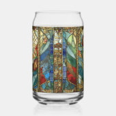 日の出でステンドグラス赤いチーフポピー ガラス缶 (左)