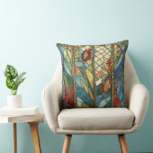 日の出でステンドグラス赤いチーフポピー クッション (椅子)