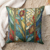 日の出でステンドグラス赤いチーフポピー クッション (ブランケット)