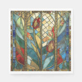 日の出でステンドグラス赤いチーフポピー スタンダードランチョンナプキン (正面)