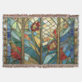 日の出でステンドグラス赤いチーフポピー スローブランケット (正面)