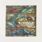 日の出でステンドグラス赤いチーフポピー タペストリー (正面(横))