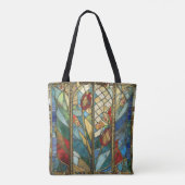 日の出でステンドグラス赤いチーフポピー トートバッグ (裏面)