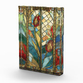 日の出でステンドグラス赤いチーフポピー フォトブロック (右)