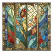 日の出でステンドグラス赤いチーフポピー フォトプリント (正面)