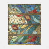 日の出でステンドグラス赤いチーフポピー フリースブランケット (正面)