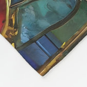 日の出でステンドグラス赤いチーフポピー フリースブランケット (角)