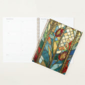 日の出でステンドグラス赤いチーフポピー プランナー手帳 (ディスプレー)