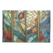 日の出でステンドグラス赤いチーフポピー 枕カバー (裏面)