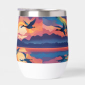 日の出で水の上をガチョウ (右面)