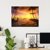 日の出で泳ぐ人 ポスター (ホームオフィス)