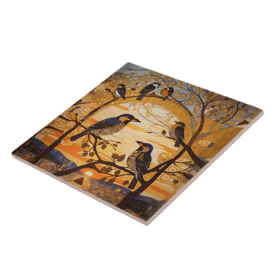 日の出で美しい鳥 タイル (側面)