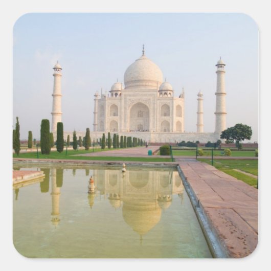 日の出で静かな平和なタージマハルの一つ スクエアシール (正面)