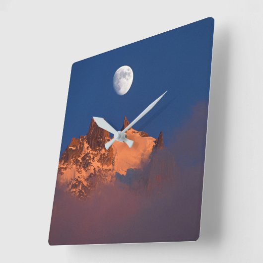 日の出で フランス,アイグイユデュプランシャモニー スクエア壁時計 (傾斜)