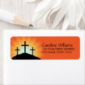 日の出とキリスト教の信仰に対するシルエットを交差させる ラベル (インサイチュ)