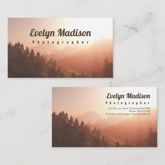 日の出とリアルな山景色 名刺 (正面/裏面)