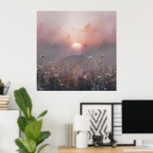 日の出とワイルドフラワー ポスター (ホームオフィス)