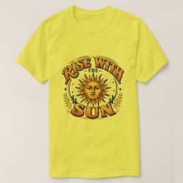 日の出と共に起きるレトロバッチTシャツ Tシャツ