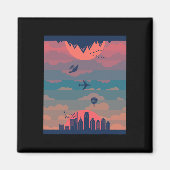 日の出と夜の地球の日没のサイクル360 マグネット (正面)