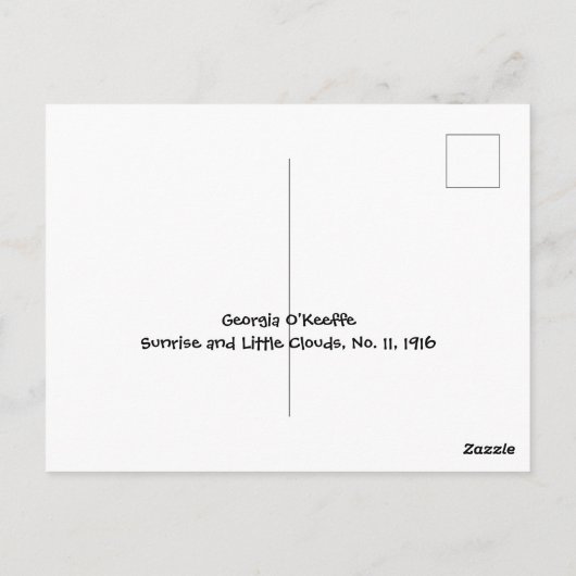 日の出と小さな雲、ジョージア・オキーフ。 ポストカード (裏面)
