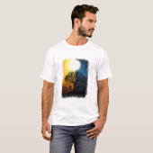 日の出と日の入り 美しいグラフィックアート Tシャツ (正面フル)