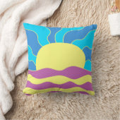 日の出と波の抽象芸術アート クッション (ブランケット)