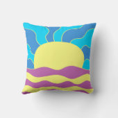 日の出と波の抽象芸術アート クッション (裏面)