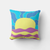 日の出と波の抽象芸術アート クッション (正面)