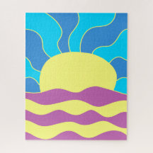 日の出と波の抽象芸術アート