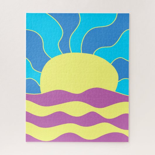 日の出と波の抽象芸術アート ジグソーパズル (縦)