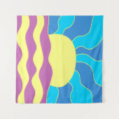 日の出と波の抽象芸術アート タペストリー (正面(横))