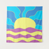 日の出と波の抽象芸術アート タペストリー (正面)