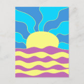 日の出と波の抽象芸術アート ポストカード (正面)