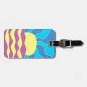 日の出と波の抽象芸術アート ラゲッジタグ (正面横)
