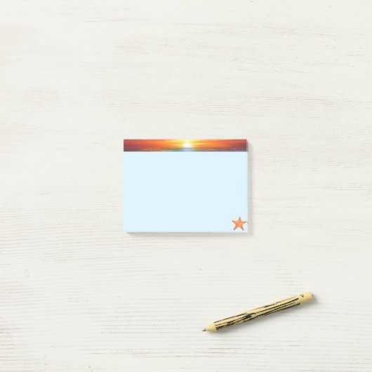 日の出と海の星のライトブルー ポストイット (デスク上)
