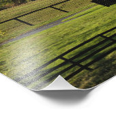 日の出にサラブレッドの農場の納屋が フォトプリント            (角)