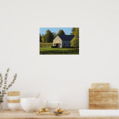 日の出にサラブレッドの農場の納屋が ポスター (キッチン)