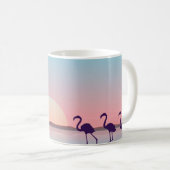 日の出にフラミンゴの風景シルエテフラミンゴ コーヒーマグカップ (正面右)