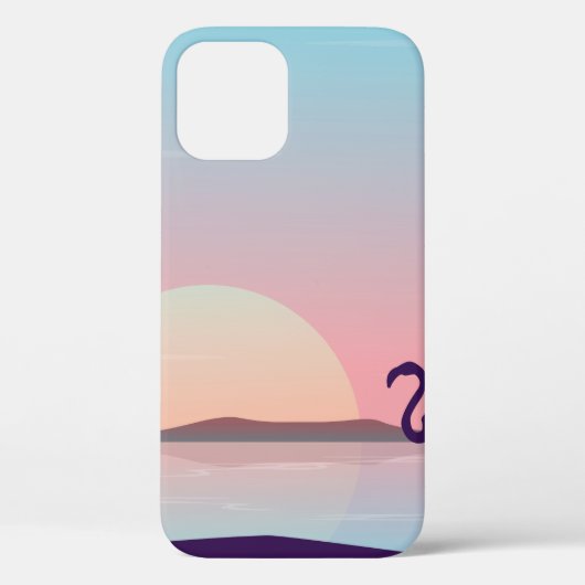 日の出にフラミンゴの風景シルエテフラミンゴ Case-Mate iPhoneケース (裏面)