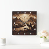 日の出に山の上にイエスが現れる スクエア壁時計 (ホーム)