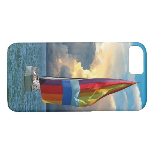 日の出に虹のスピンナーを持つ帆船 Case-Mate iPhoneケース (裏面(横))