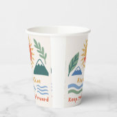 日の出のイラストレーション"ライズとシャイン!"引用文モット 紙コップ (左)