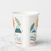 日の出のイラストレーション"ライズとシャイン!"引用文モット 紙コップ (右)