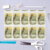 日の出のイースターのウサギ 薄葉紙 (クラフト)