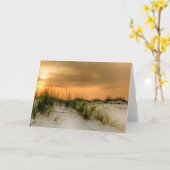 日の出のカモメ カード (黄色い花)