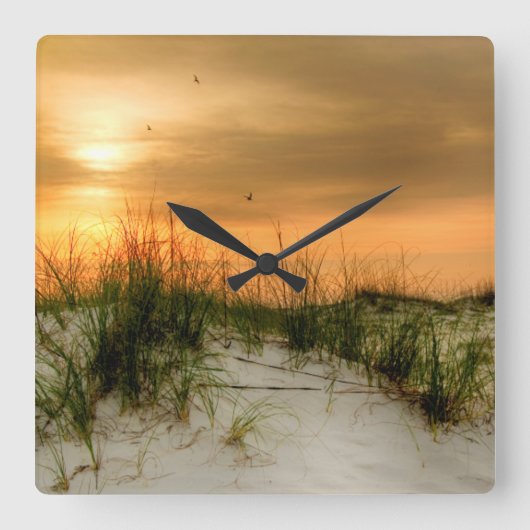 日の出のカモメ スクエア壁時計 (正面)